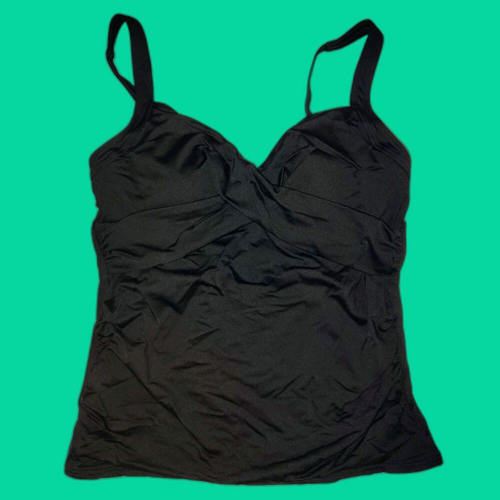 Lands' End V-Neck Wrap Underwire Tankini Swimsuit Top Size 12 UPF 50 Beach NWT